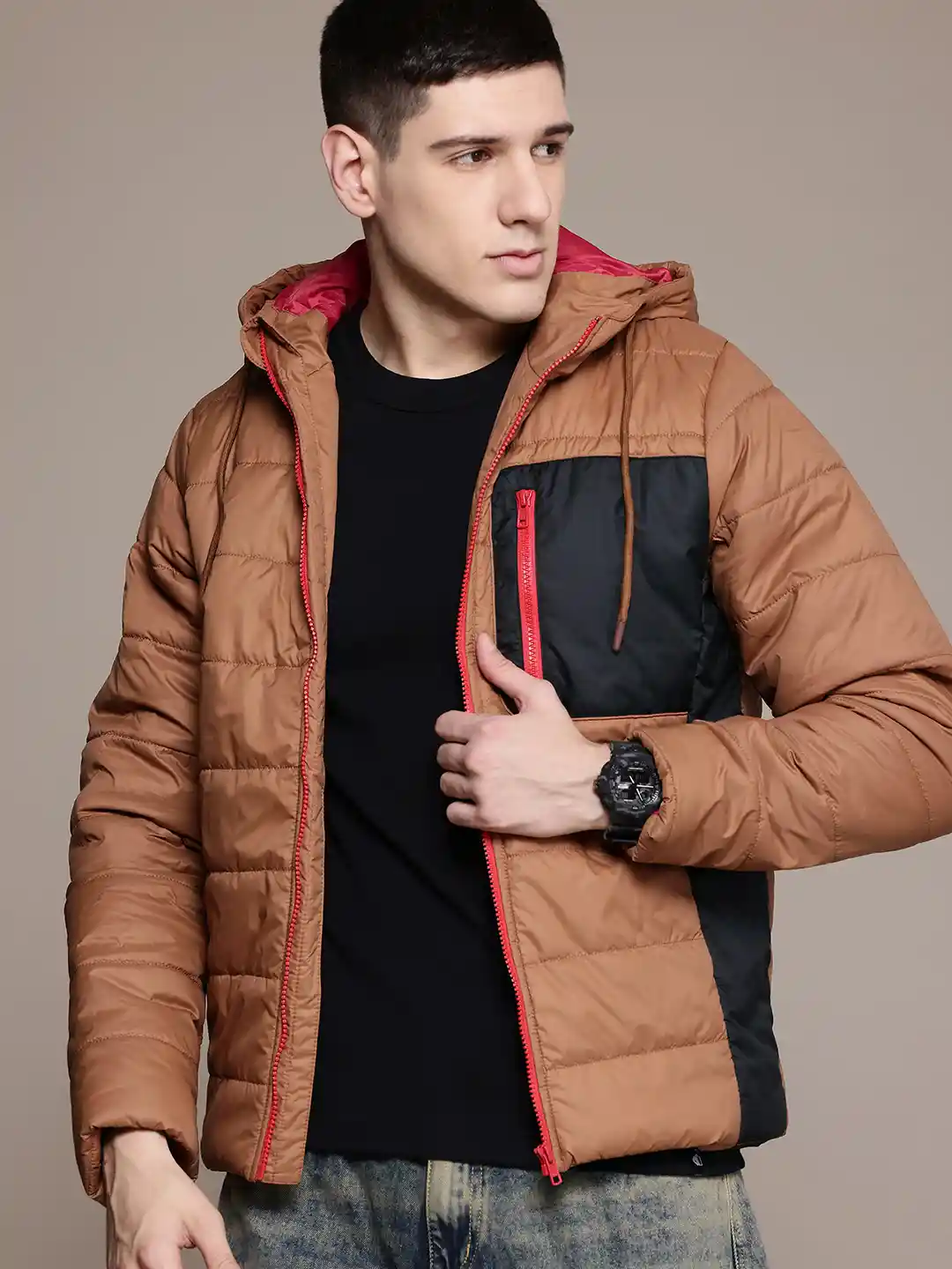 The Roadster Lifestyle Zip Detail Hooded Padded Jacket