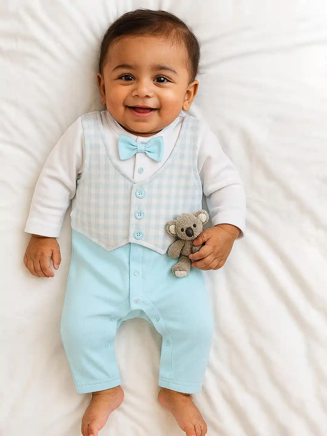 Buy MeeMee Infants Checked Rompers Rompers for Unisex Kids