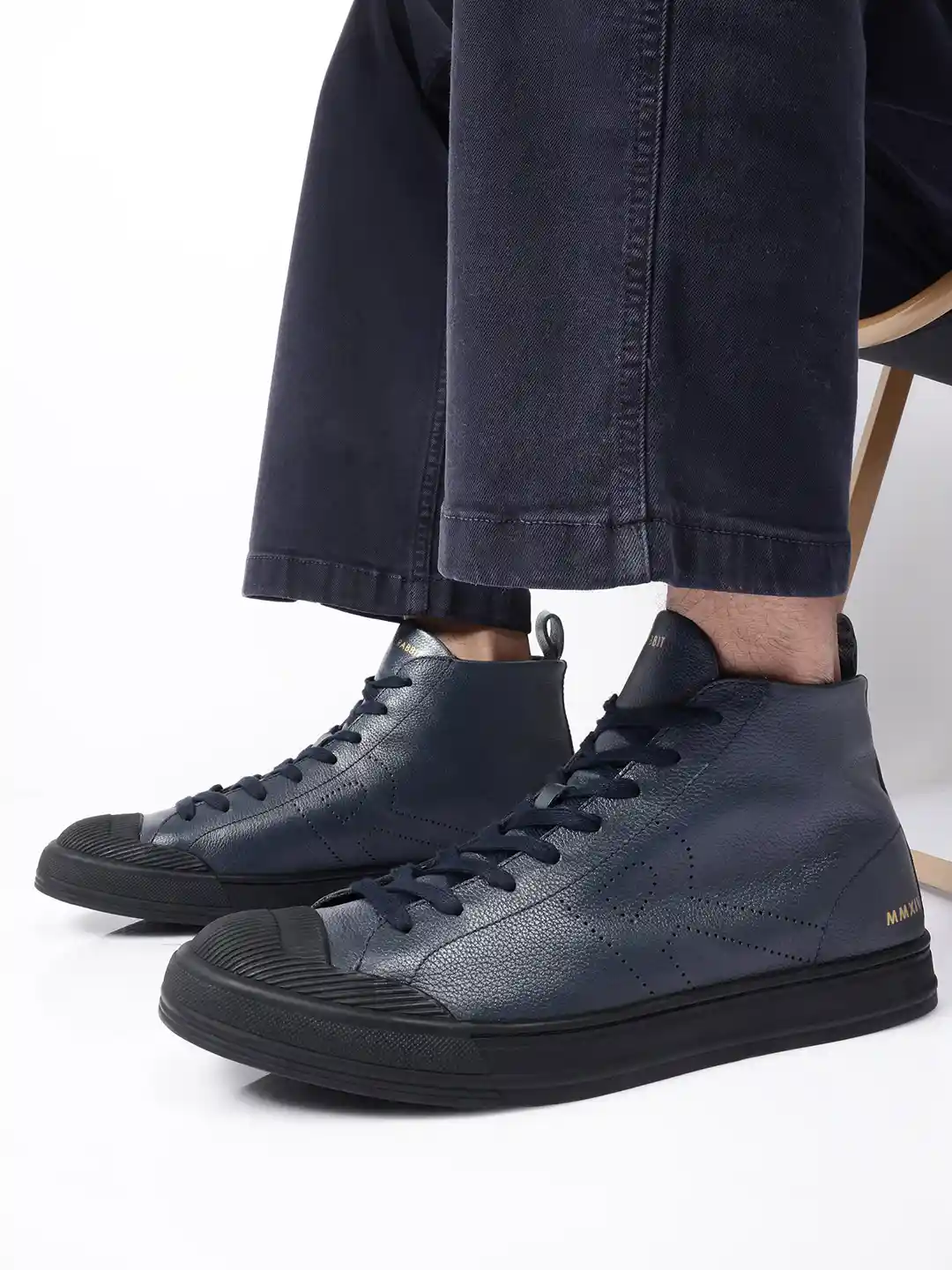 Rare Rabbit Black High Top Shoes Mens Men Round-Toe Lace-Up Casual