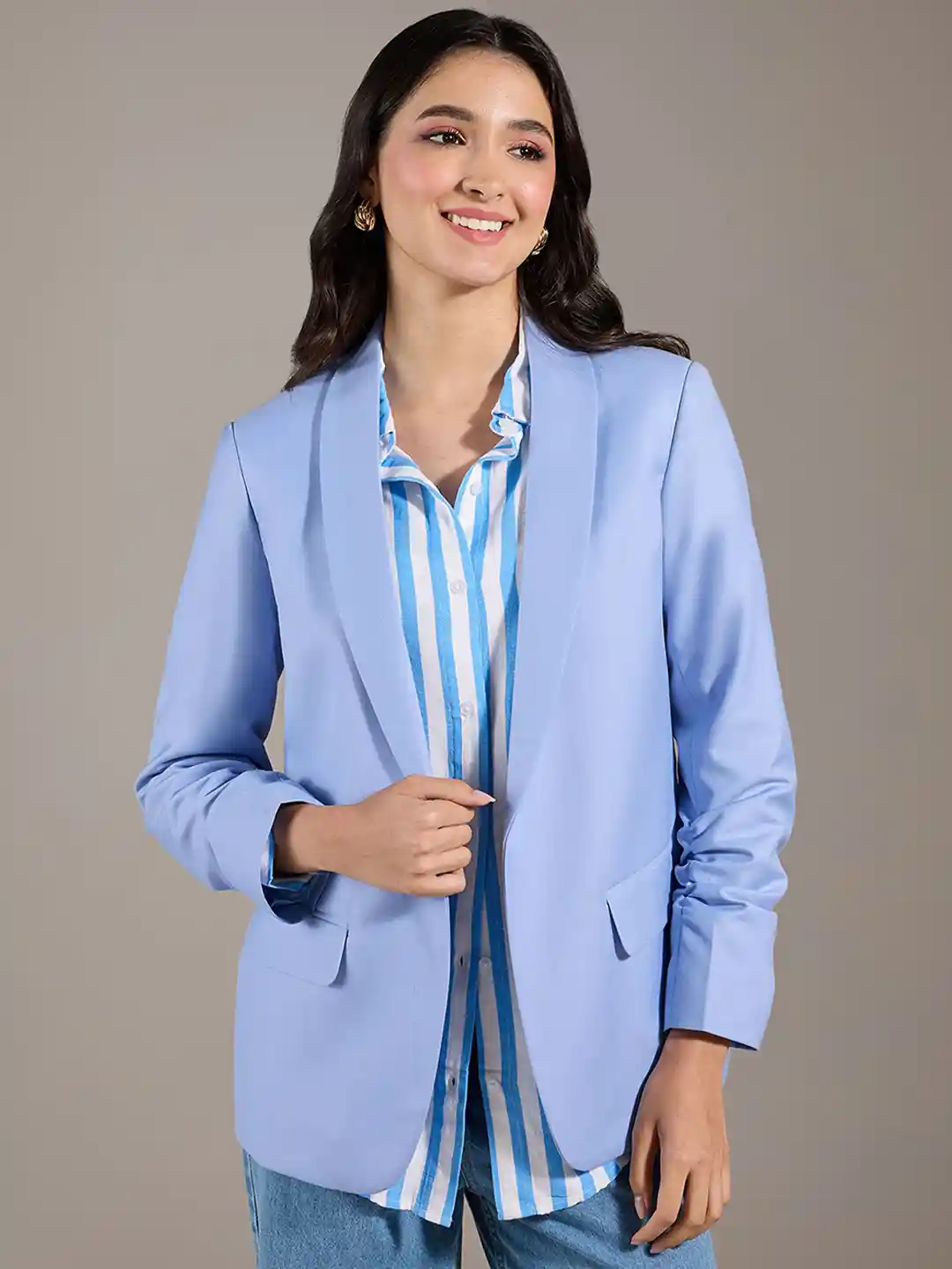 Buy 20Dresses Ruched Sleeves Shawl Collar Blazer Blazers for