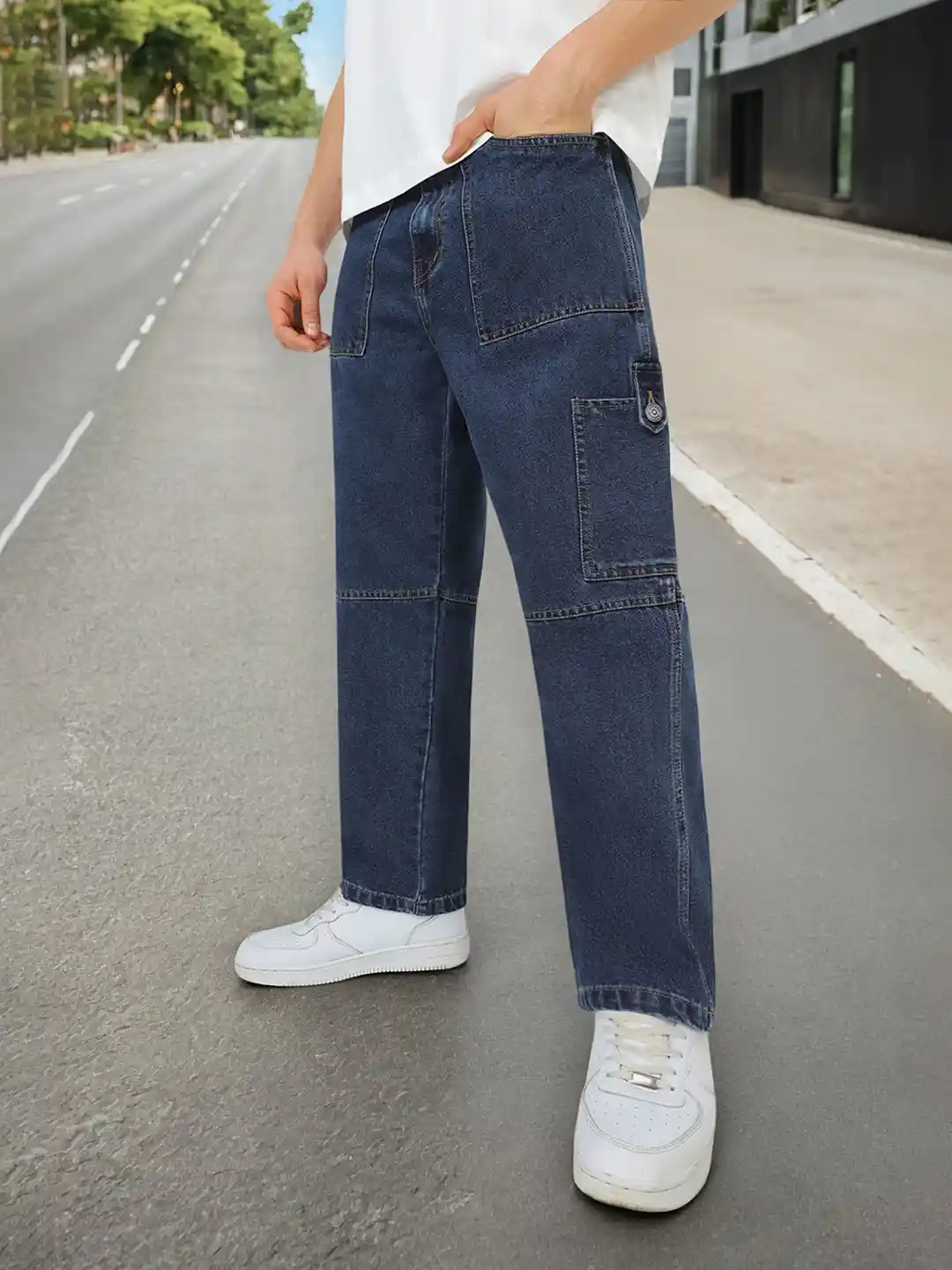 Buy Urbano Fashion Baggy Fit Washed Cargo Jeans Jeans for Men