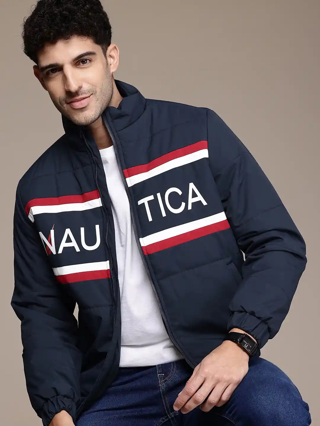 Nautica Brand Logo Printed Padded Jacket