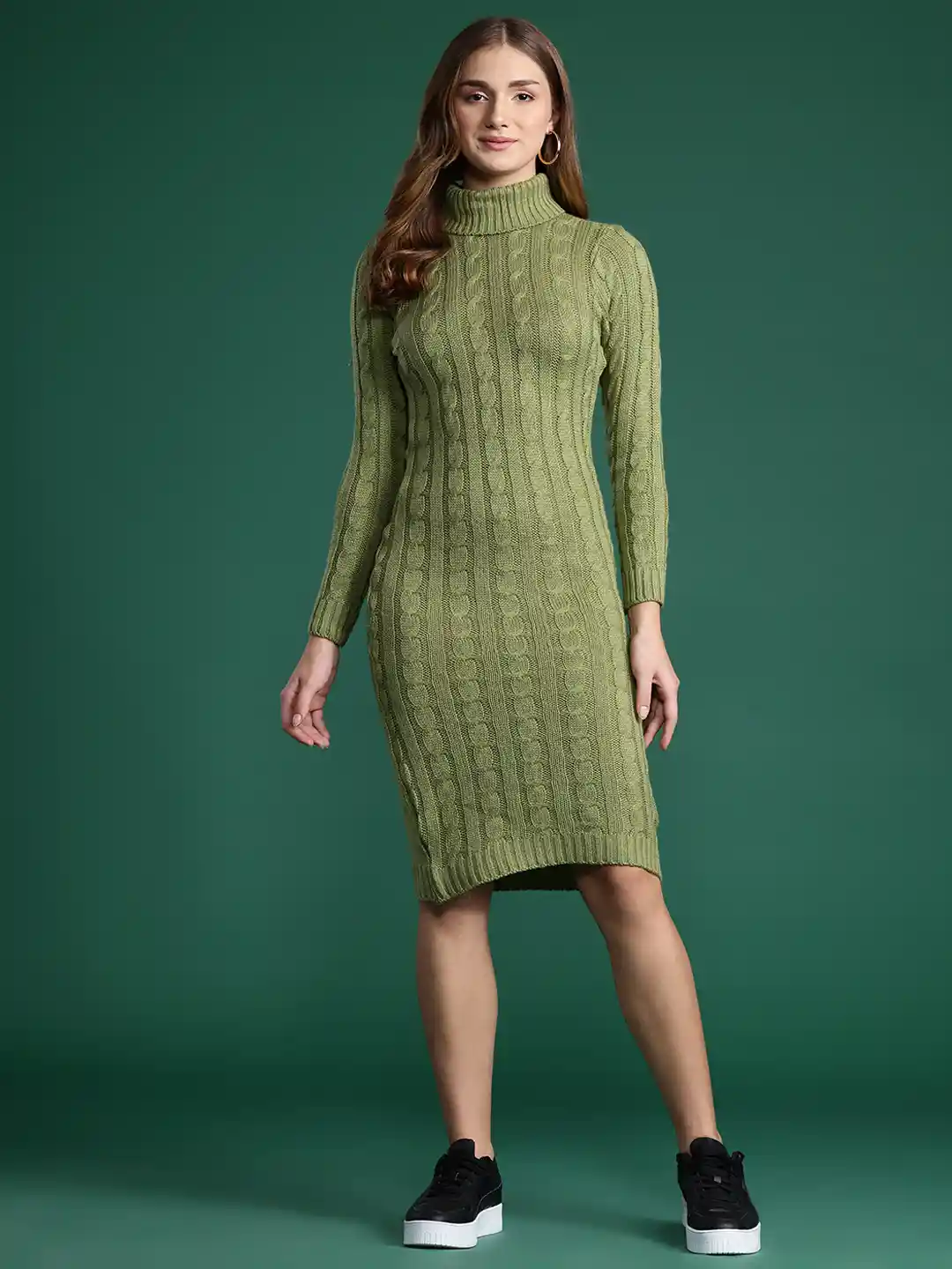 Buy DressBerry Acrylic High Neck Sweater Dress Dresses for Women