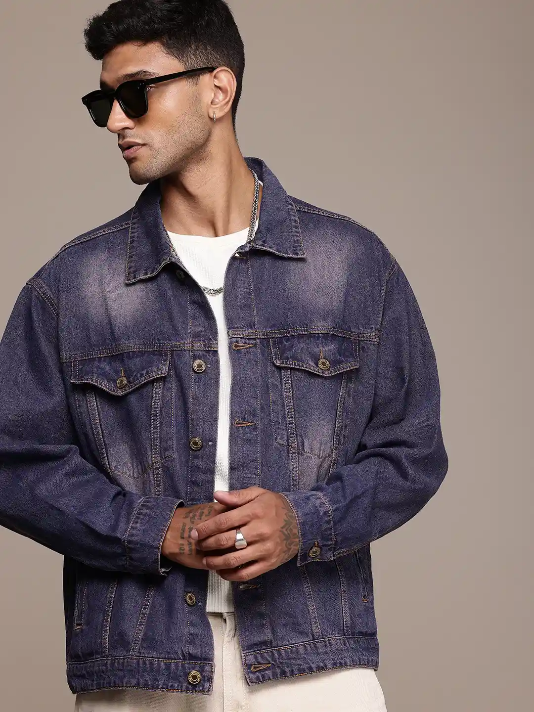Buy The Roadster Life Co. Pure Cotton Faded Denim Truckers Jacket