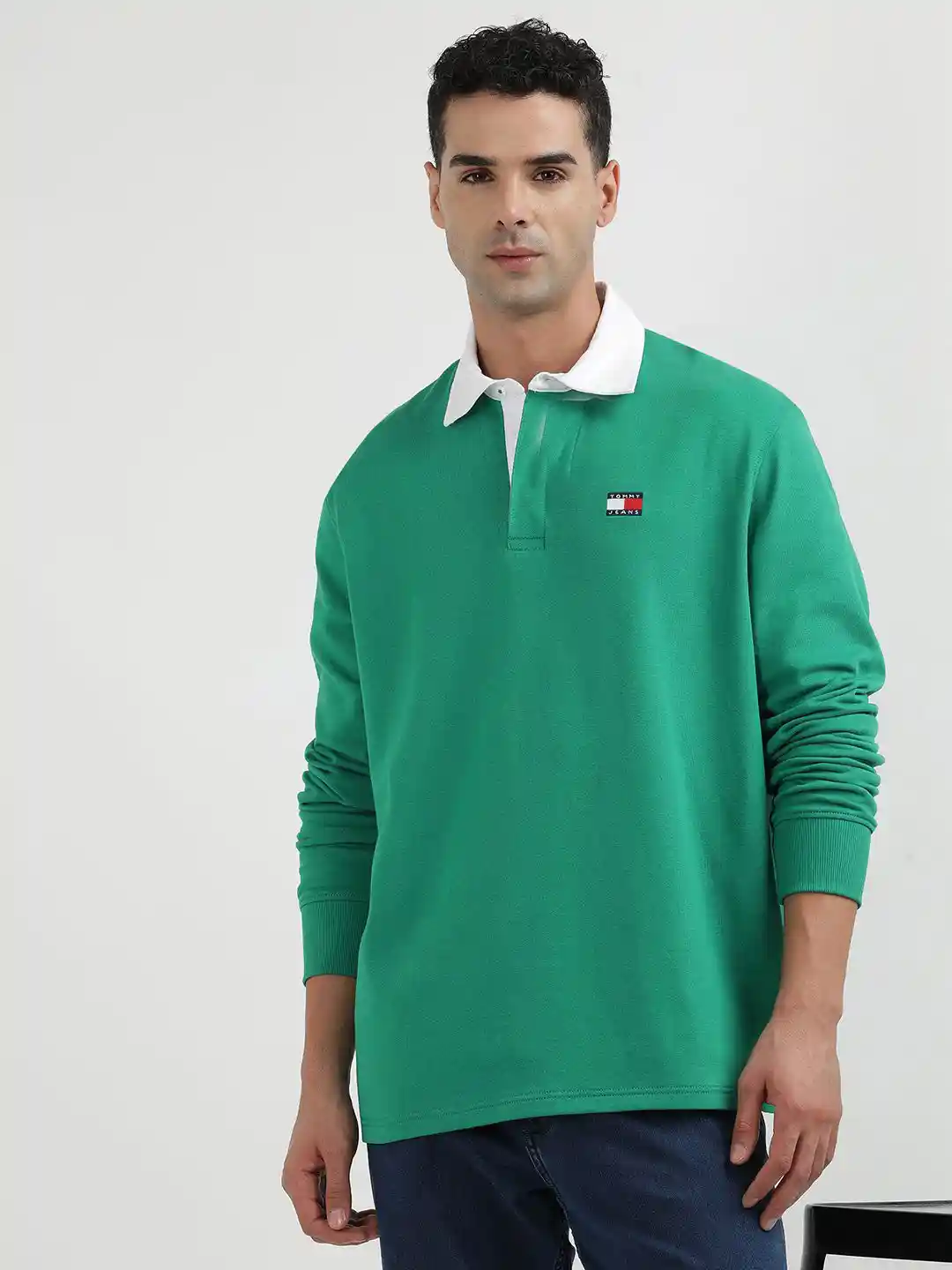 Buy Tommy Hilfiger Polo Collar Long Sleeves Pure Cotton Casual T