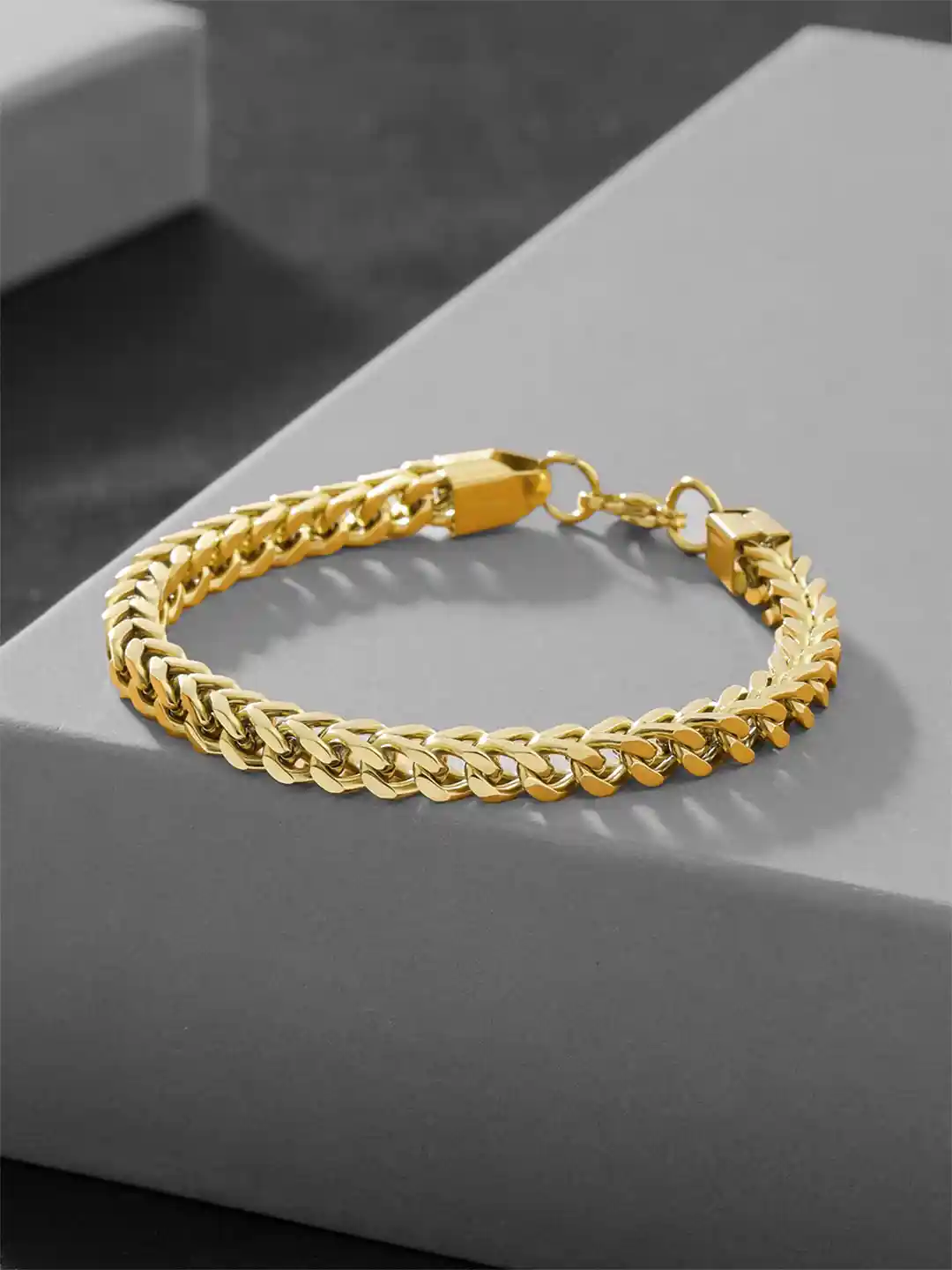 Buy Yellow Chimes Men Stainless Steel Gold-Plated Link Bracelet