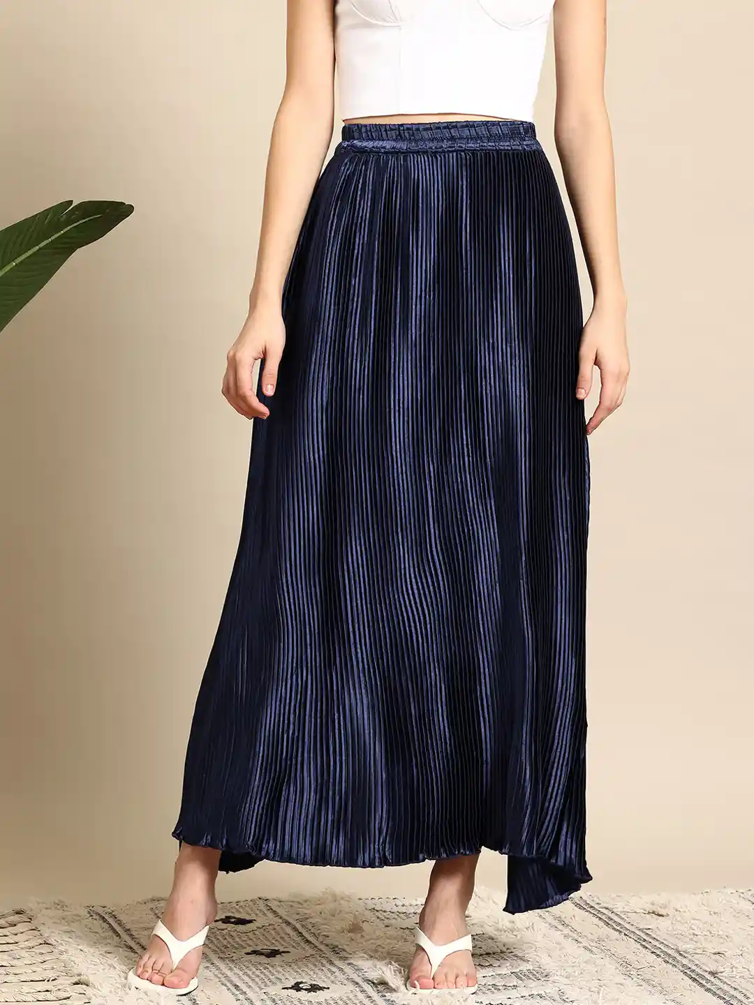 Buy Mast Harbour Accordion Pleated Satin Flared Maxi Skirt
