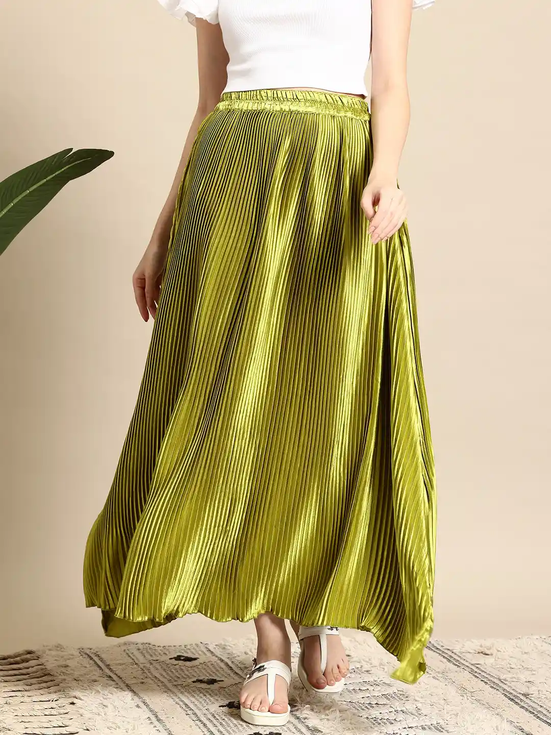 Buy Mast Harbour Accordion Pleated Satin Flared Maxi Skirt