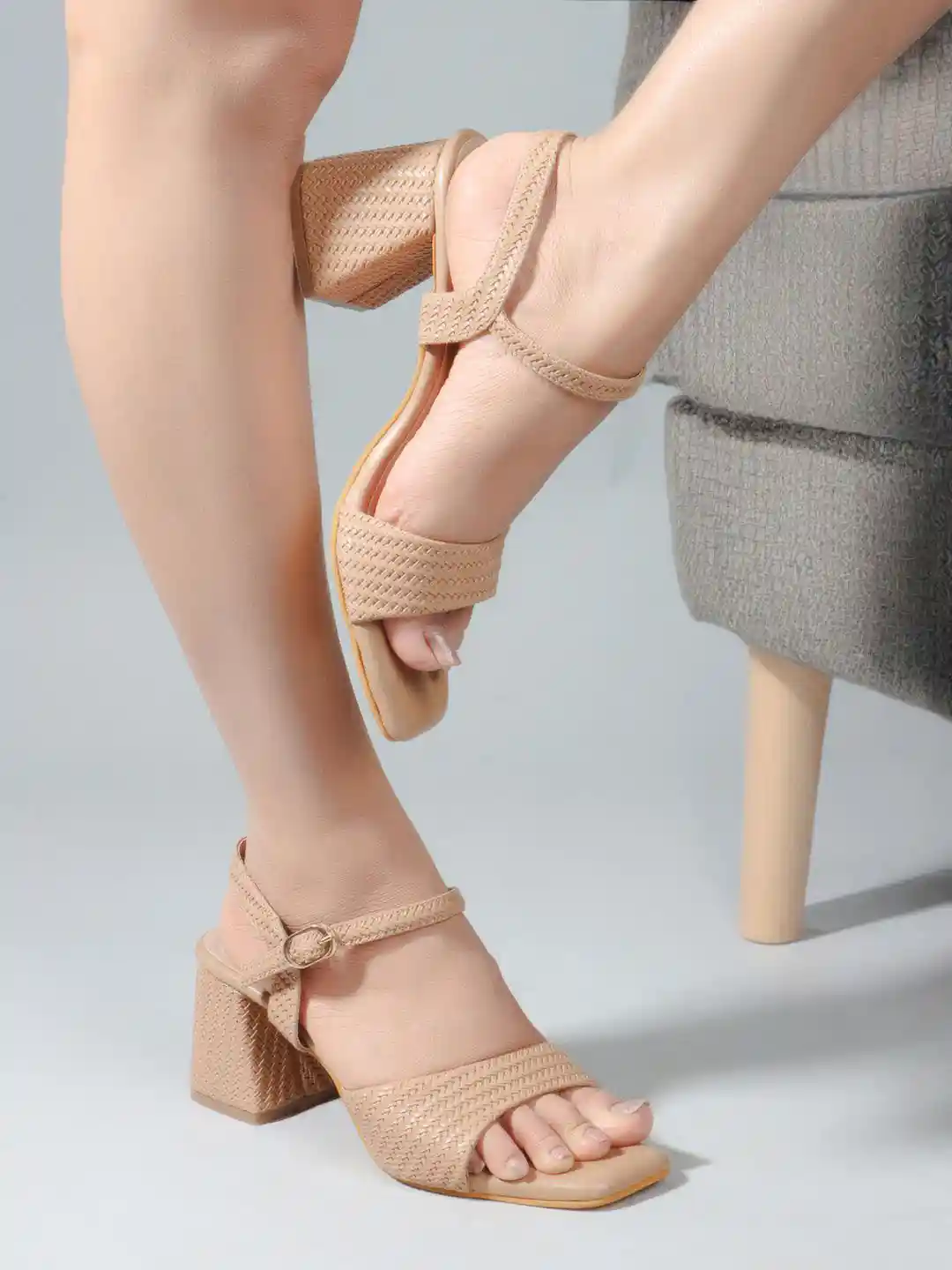 Carlton London Textured Open Toe Block Heels
