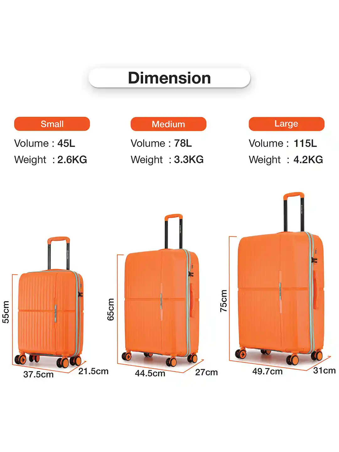 Buy Nasher Miles Springfield Polypropylene Cabin Orange Trolley