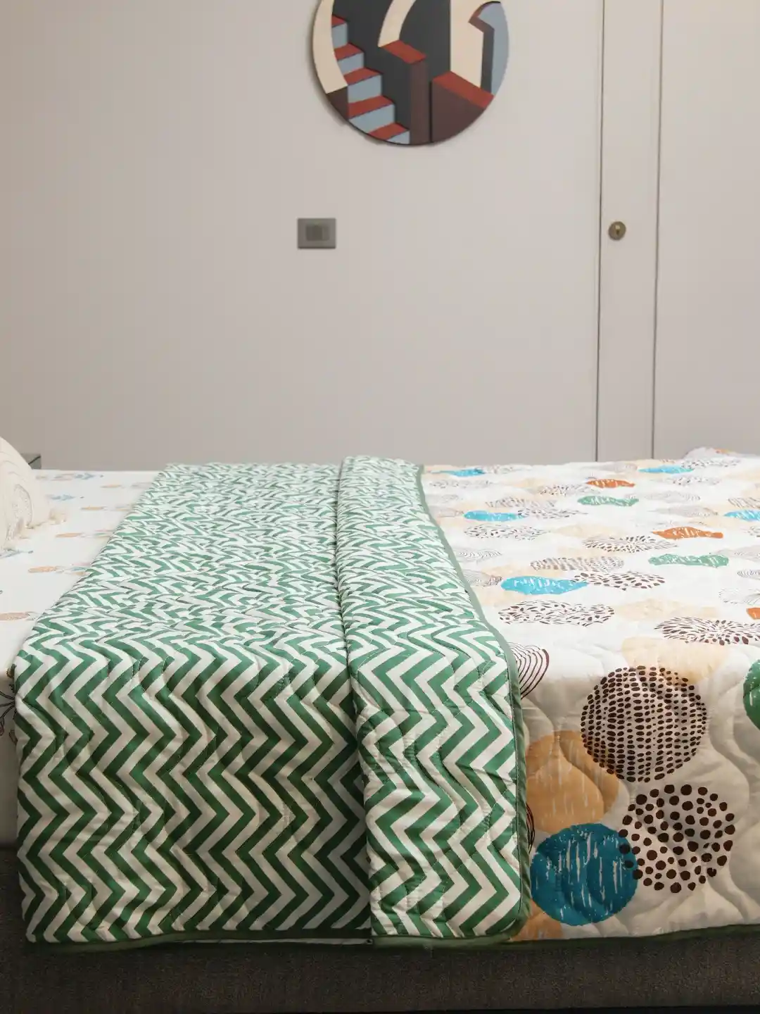 URBAN SPACE Brown Off White Geometric Microfiber AC Room 300 GSM Double  Bed Blanket