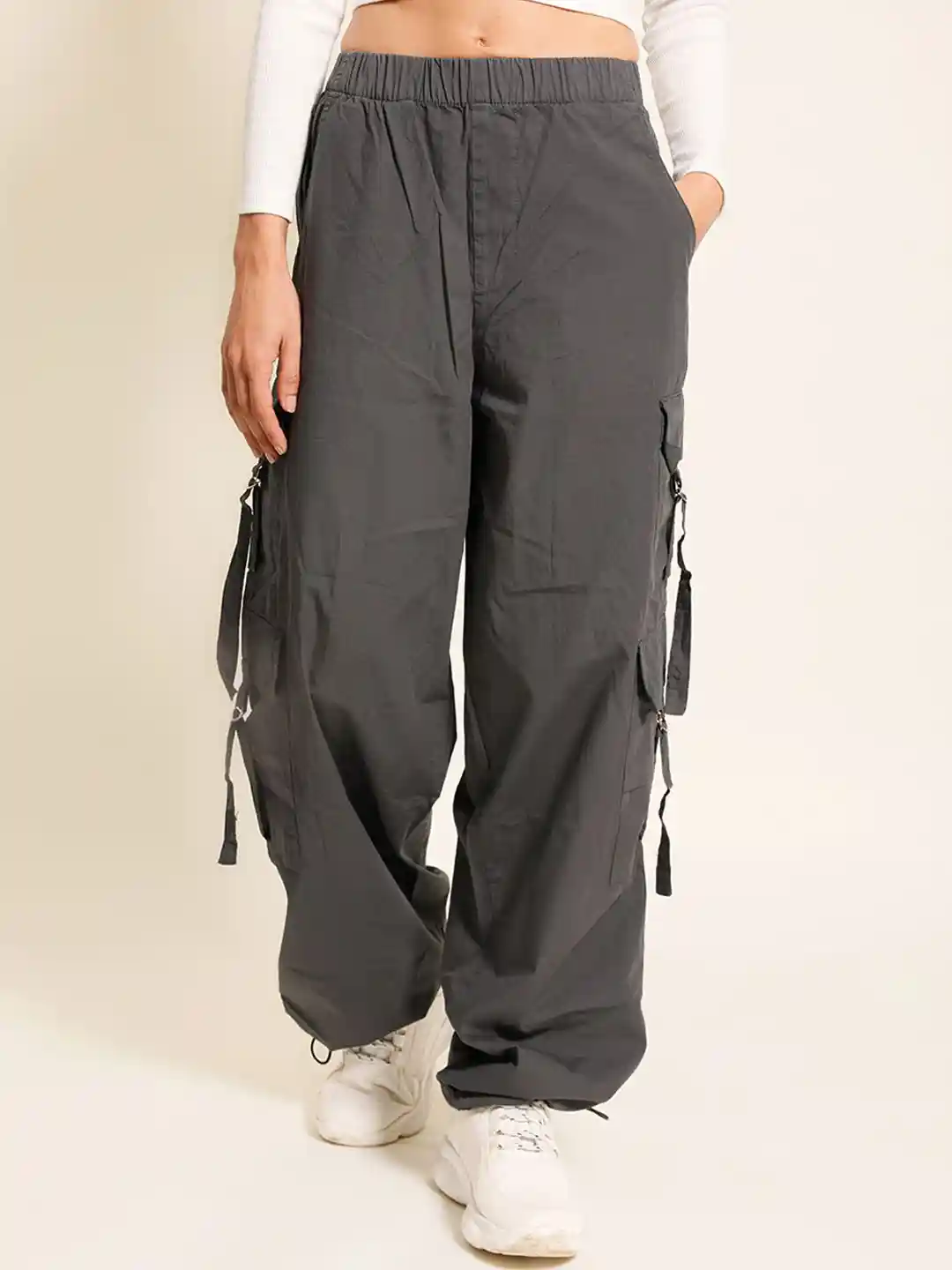 Parachute Pants Womens Grey Cargo Trousers Buy The Roadster - Main Image