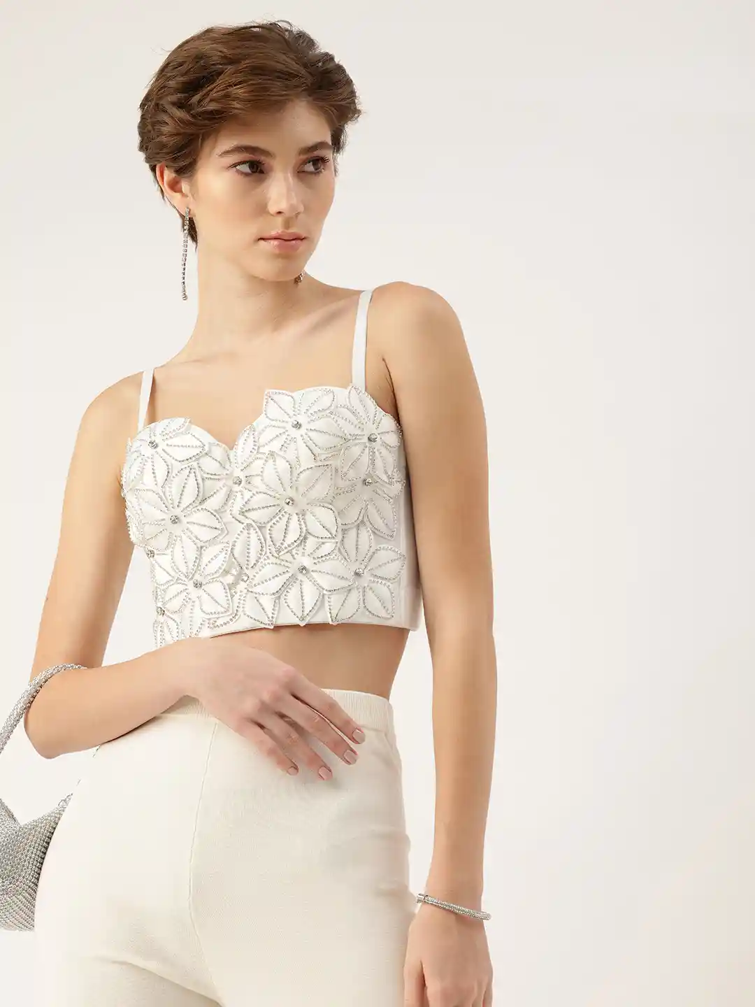 Buy bebe Embellished Stone Studded Bralette Party Crop Corset Top