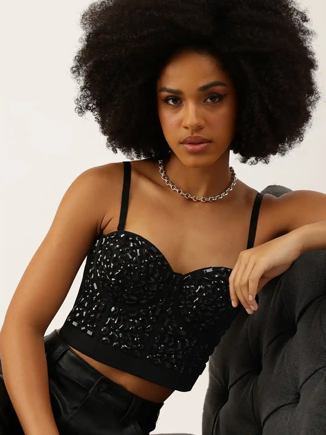 Buy bebe Embellished Stone Studded Bralette Crop Corset Top With