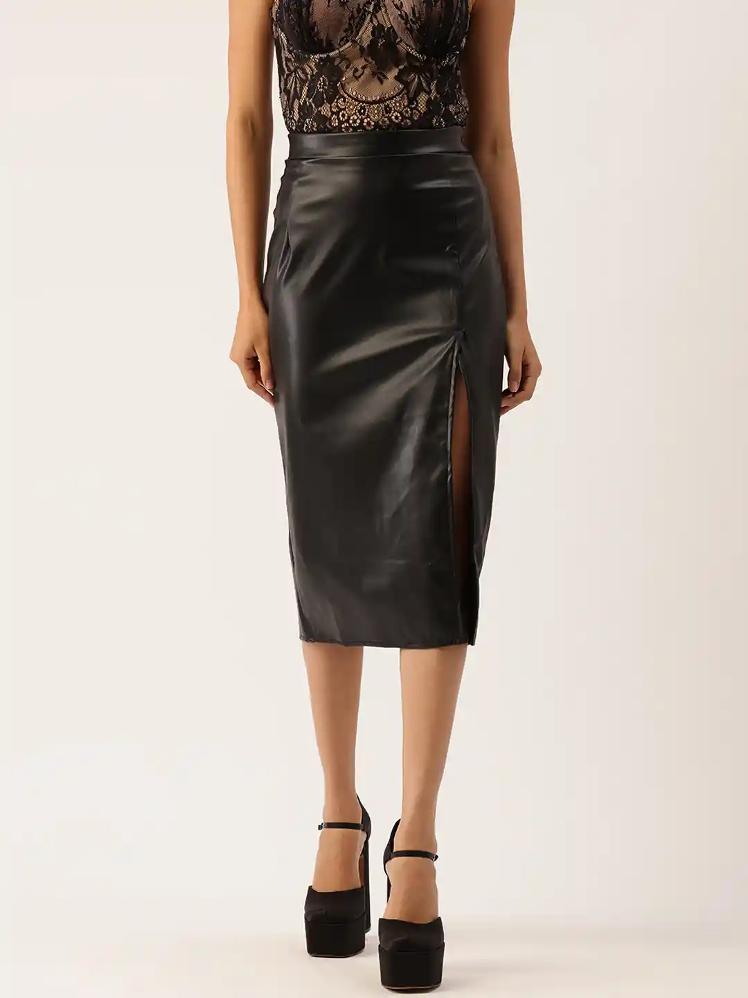 Midi Skirt Leather Skirt Myntra Buy MANGO Faux Leather Wrap Midi Skirt  Skirts For Women 25426538