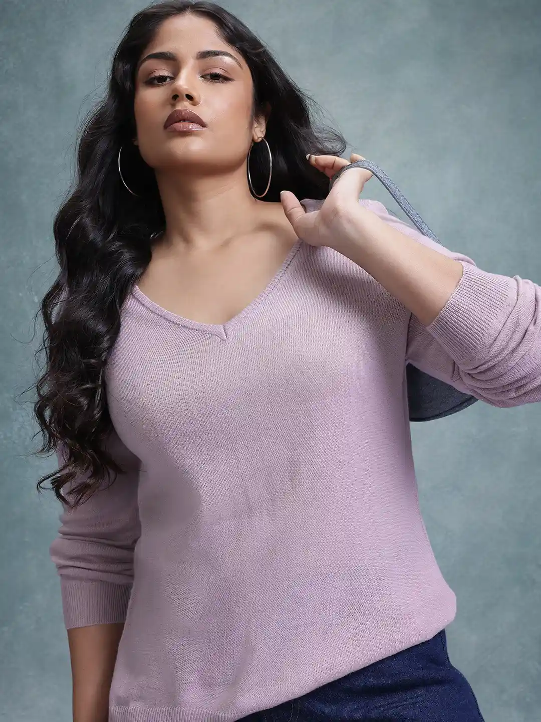 The Roadster Life Plus Size V-Neck Acrylic Pullover