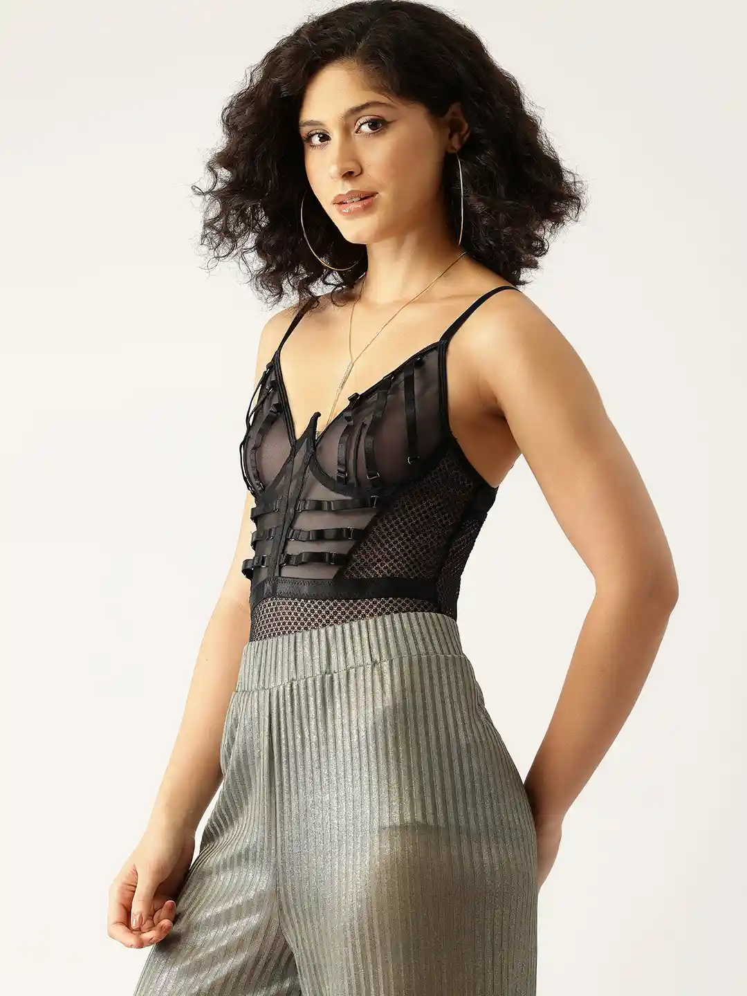 Buy bebe Future Glam Sheer Lace Corset Bodysuit - Bodysuit for