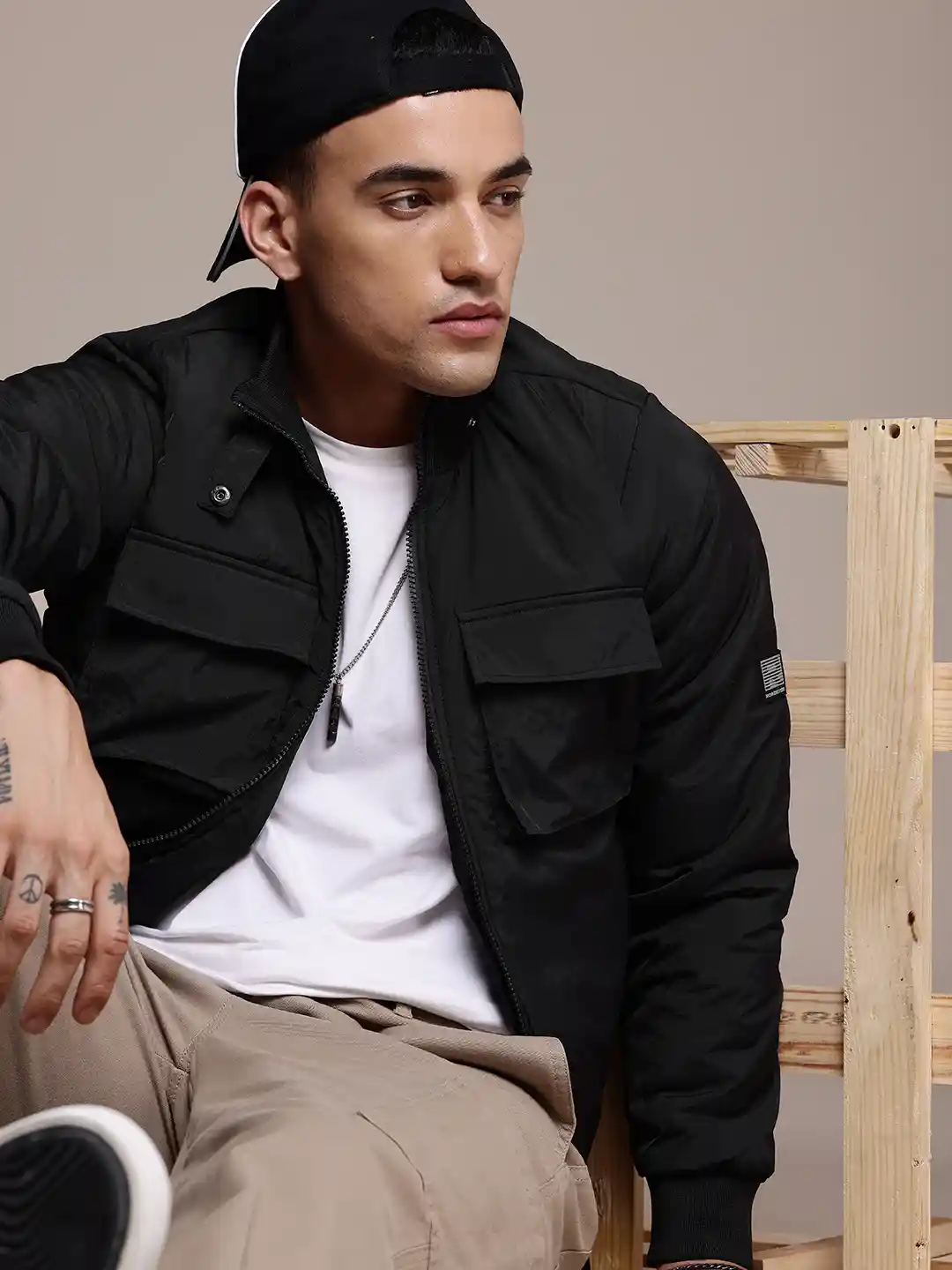 The Roadster Life Mock Collar Long Sleeves Bomber Jacket