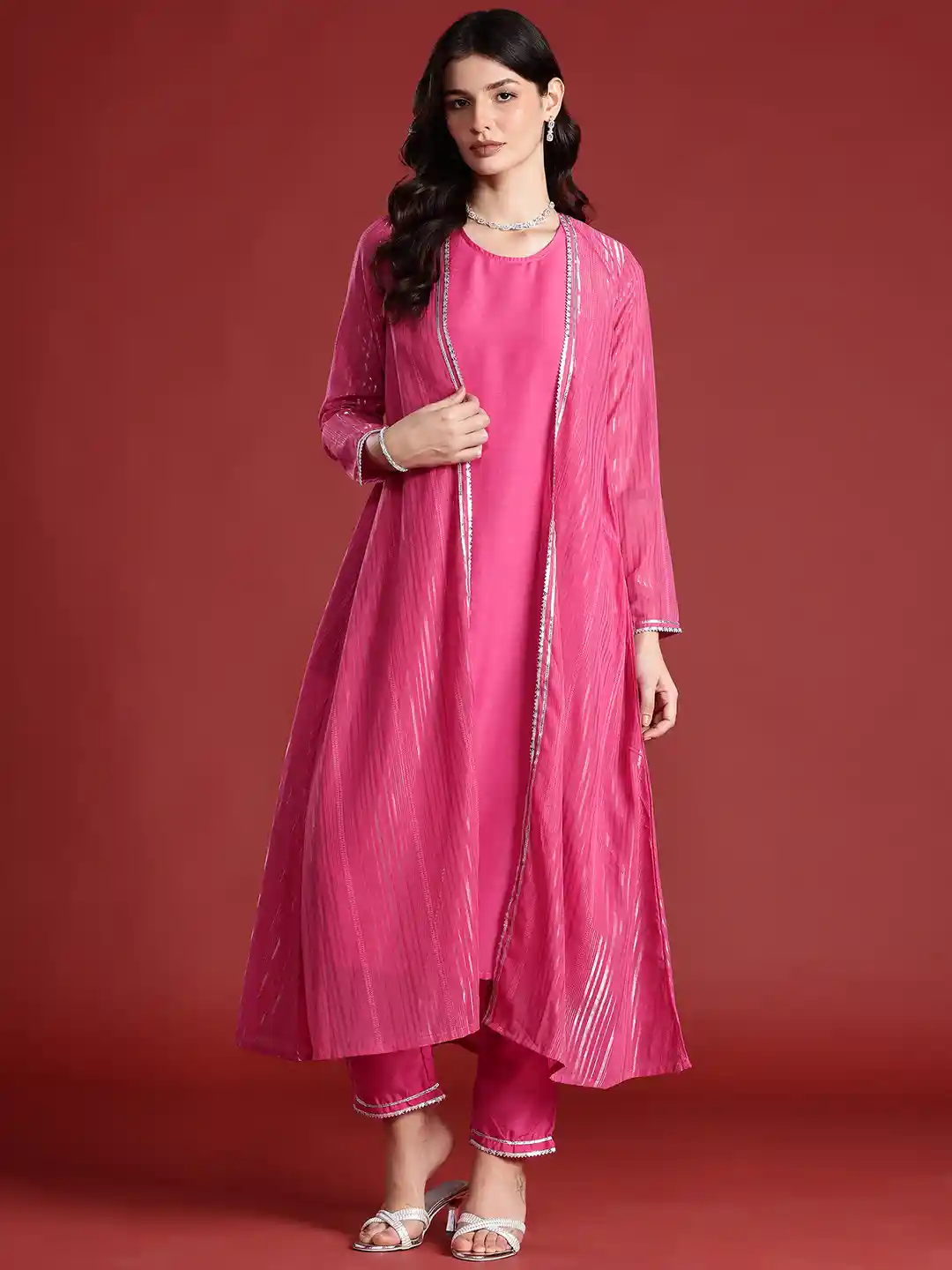 Long Shrug Kurta Set Buy CONTRAST BY PARTH Olive Dusty Embroidered