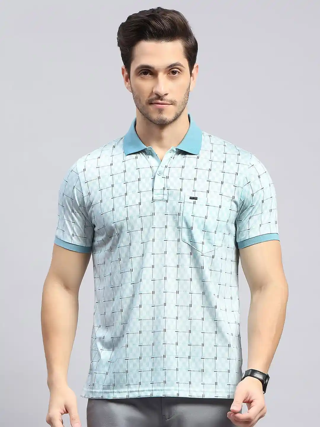 Buy Monte Carlo Men Polo Collar Pockets Cotton T-shirt Tshirts