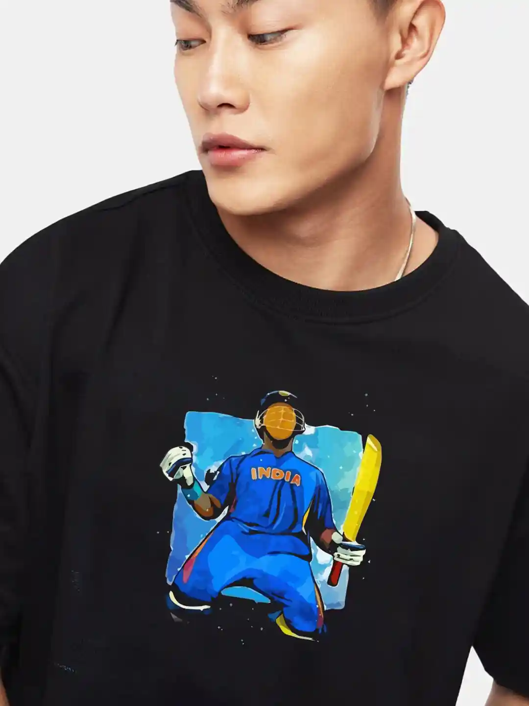 Buy RARESCAPE Men Dhoni Graphic Printed Oversized Cotton T-shirt