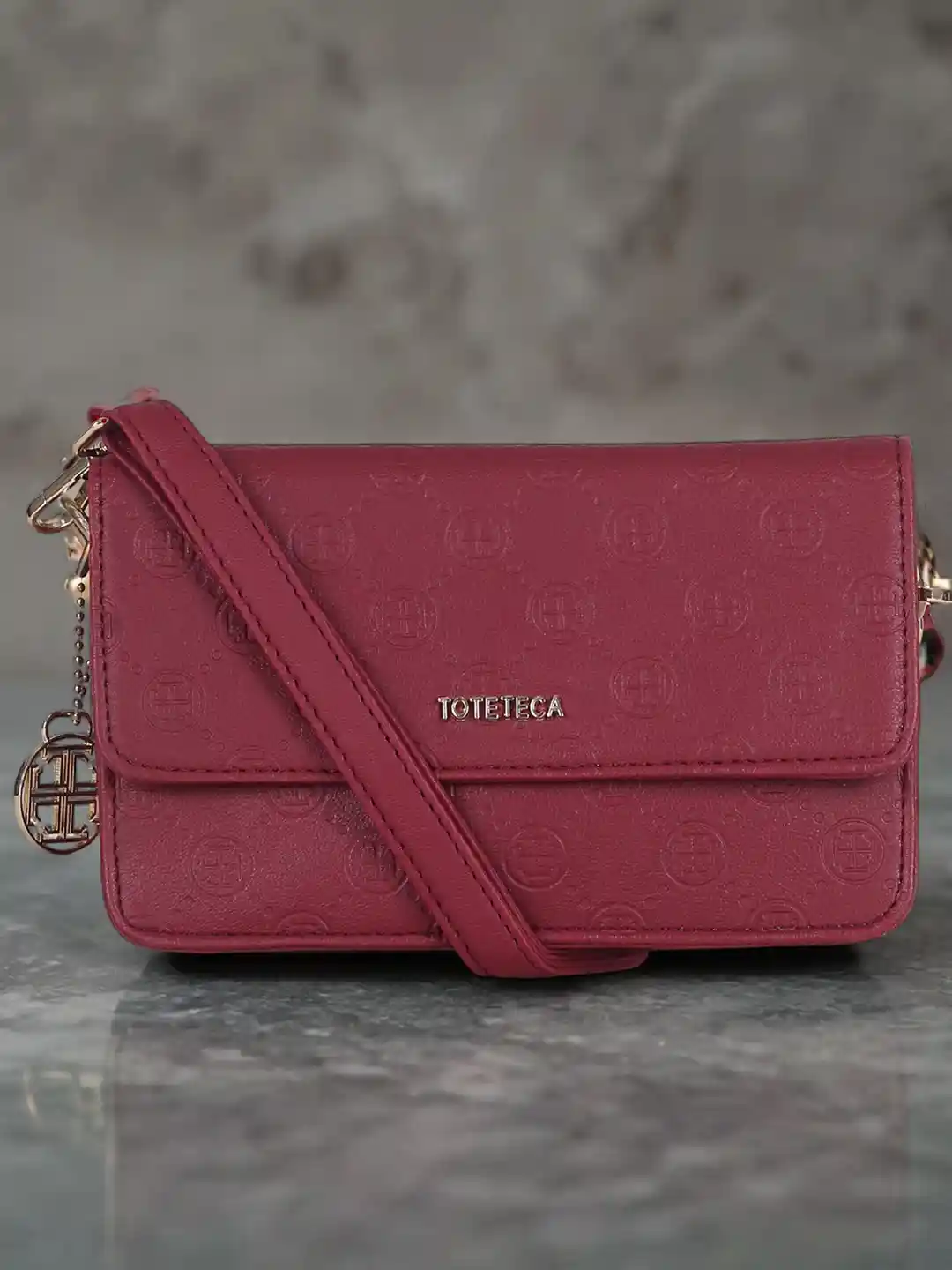 Buy Toteteca PU Structured Sling Bag with Cut Work Handbags for