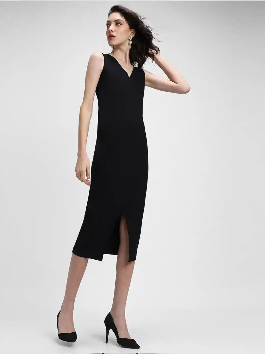 Buy FOREVER 21 V-Neck Sleeveless Casual Bodycon Casual Midi Dress