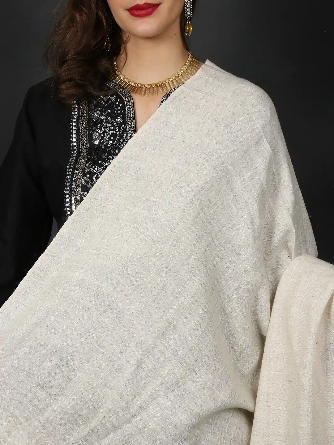 Buy Exotic India White Swan Pure-Handloom Plain Pashmina-Angora