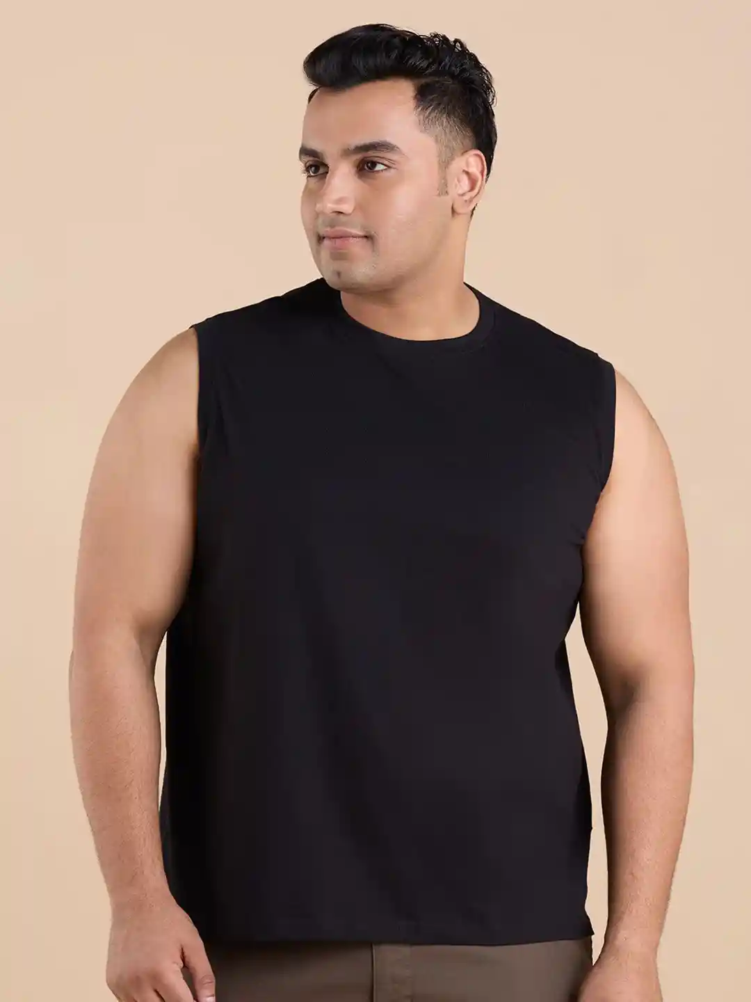 Buy Big Hello The Plus Life Men Round Neck Sleeveless Solid