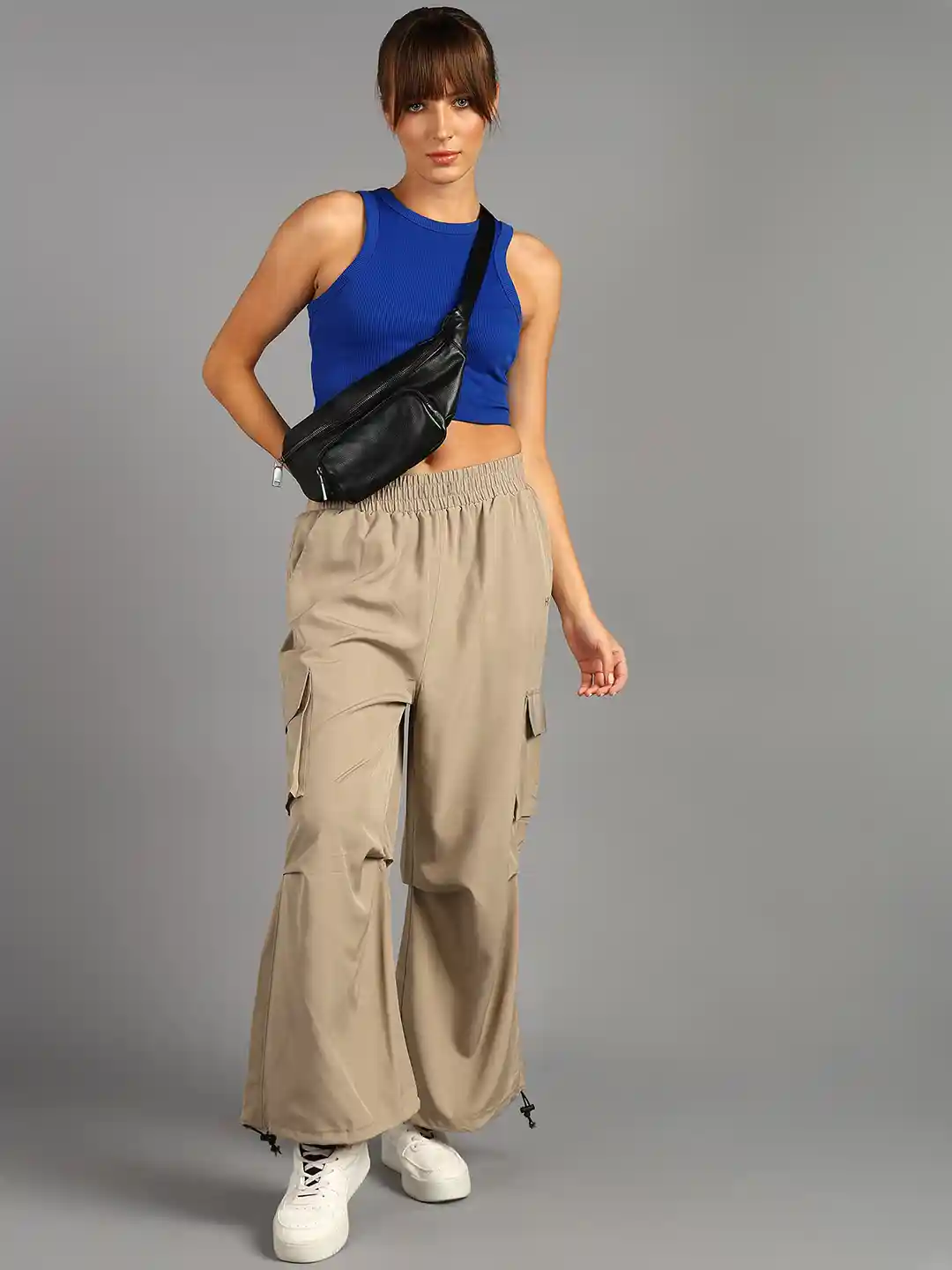 Buy HRX by Hrithik Roshan Women Baggy Parachute Cargo Track Pants