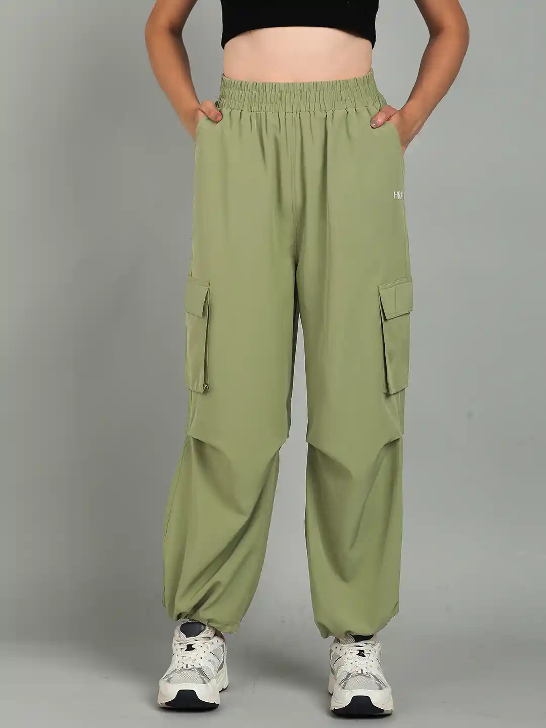 Buy HRX by Hrithik Roshan Women Baggy Parachute Cargo Track Pants