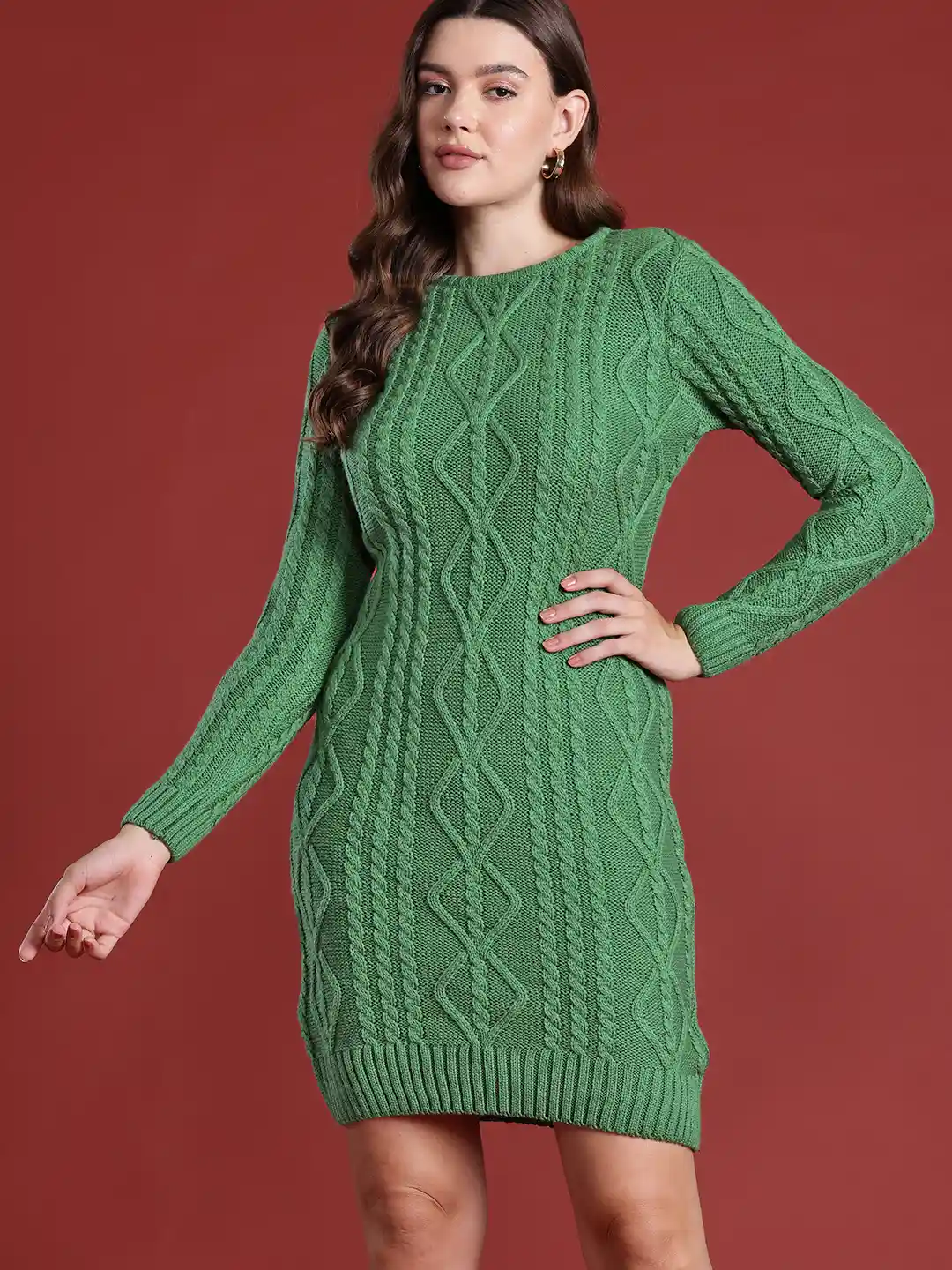 Buy all about you Cable Knit Acrylic Winter Mini Dress Dresses