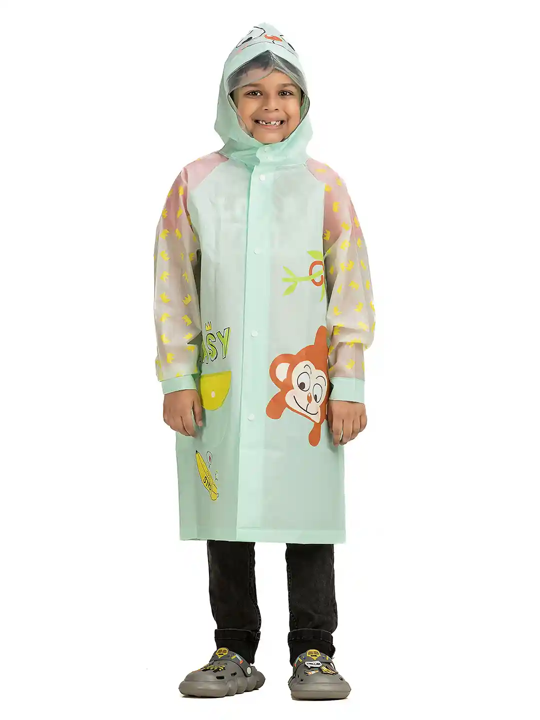 Buy Yellow Bee Boys Printed Hooded Rain Jacket Rain Jacket for