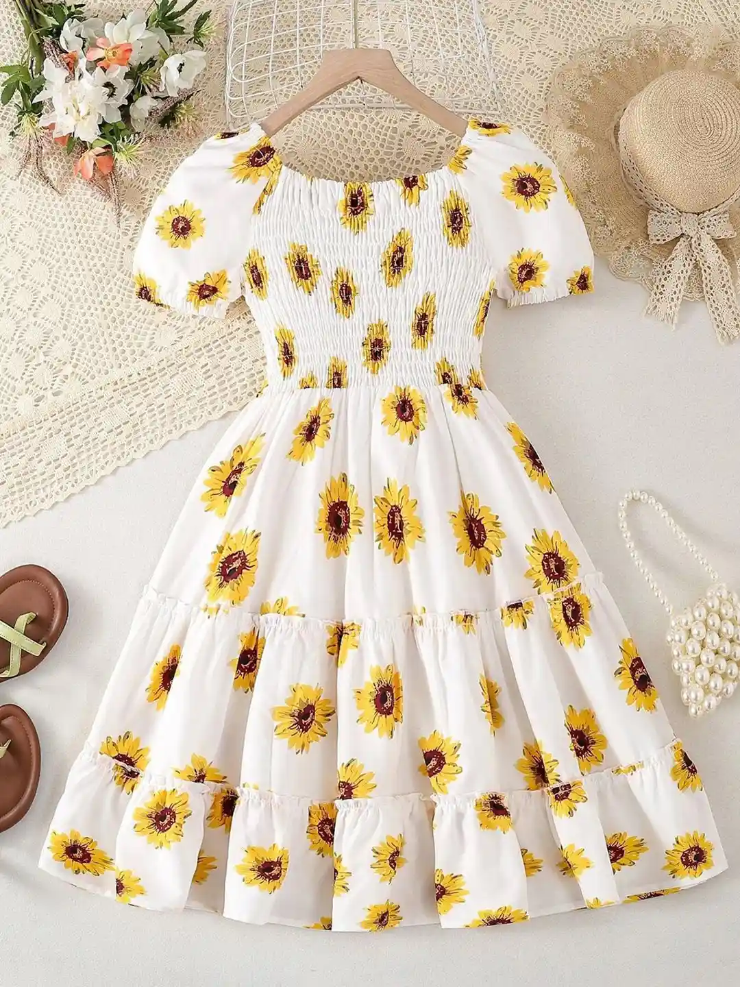 Buy BAESD Floral Print Cotton Fit Flare Dress Dresses for