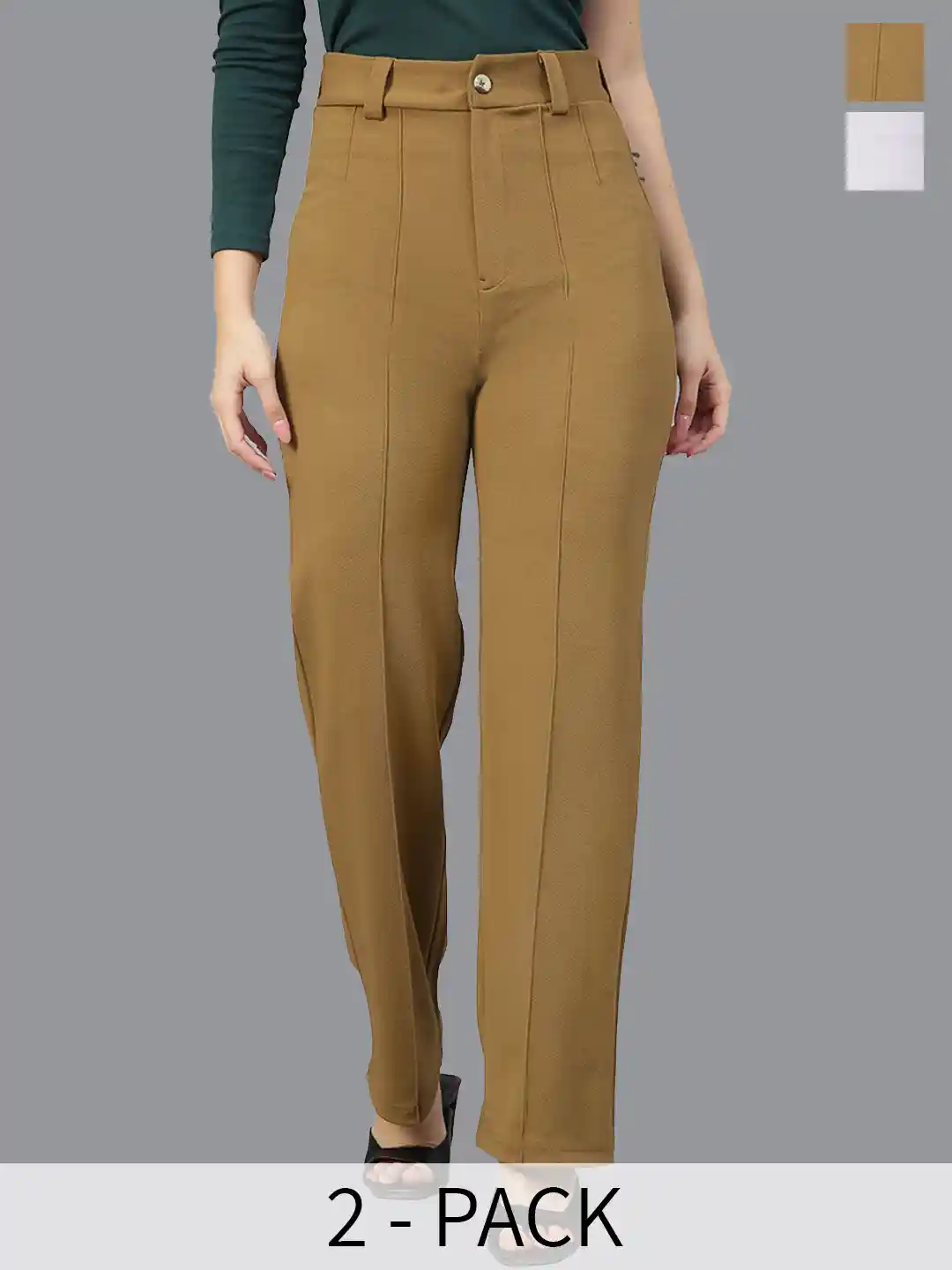 Buy KOTTY BIZwear Women Relaxed Straight Leg Straight Fit High