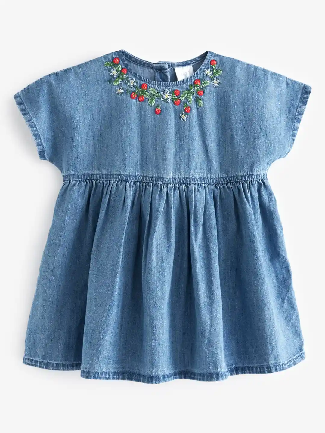 Buy NEXT Floral Embroidered Denim Fit Flare Dress Dresses for