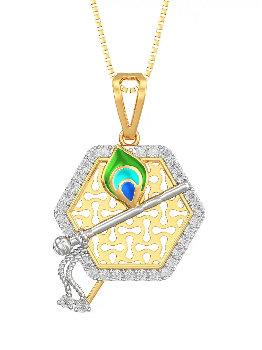 Buy Joyalukkas 22K GemStones Studded Lord Krishna Pendant Gold