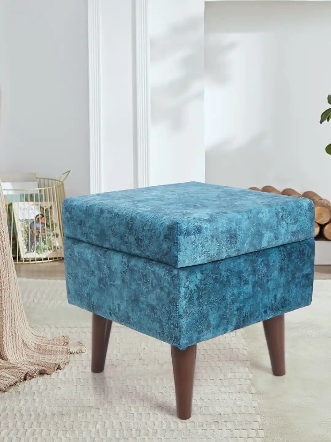Myntra Teal Ottoman Stool Buy THE HOME Blue Sitting Pouffe Ottoman