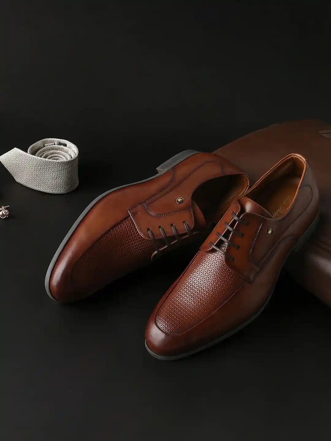 Buy Louis Philippe Men Textured Leather Lace Up Formal Shoes