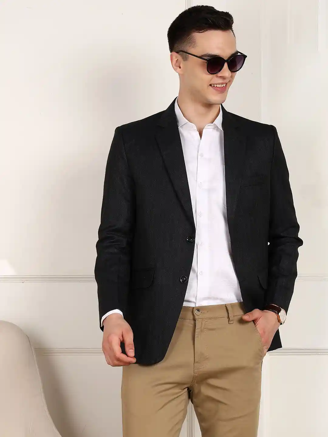 Buy FUBAR Notched Lapel Collar Slim Fit Single Breasted Formal