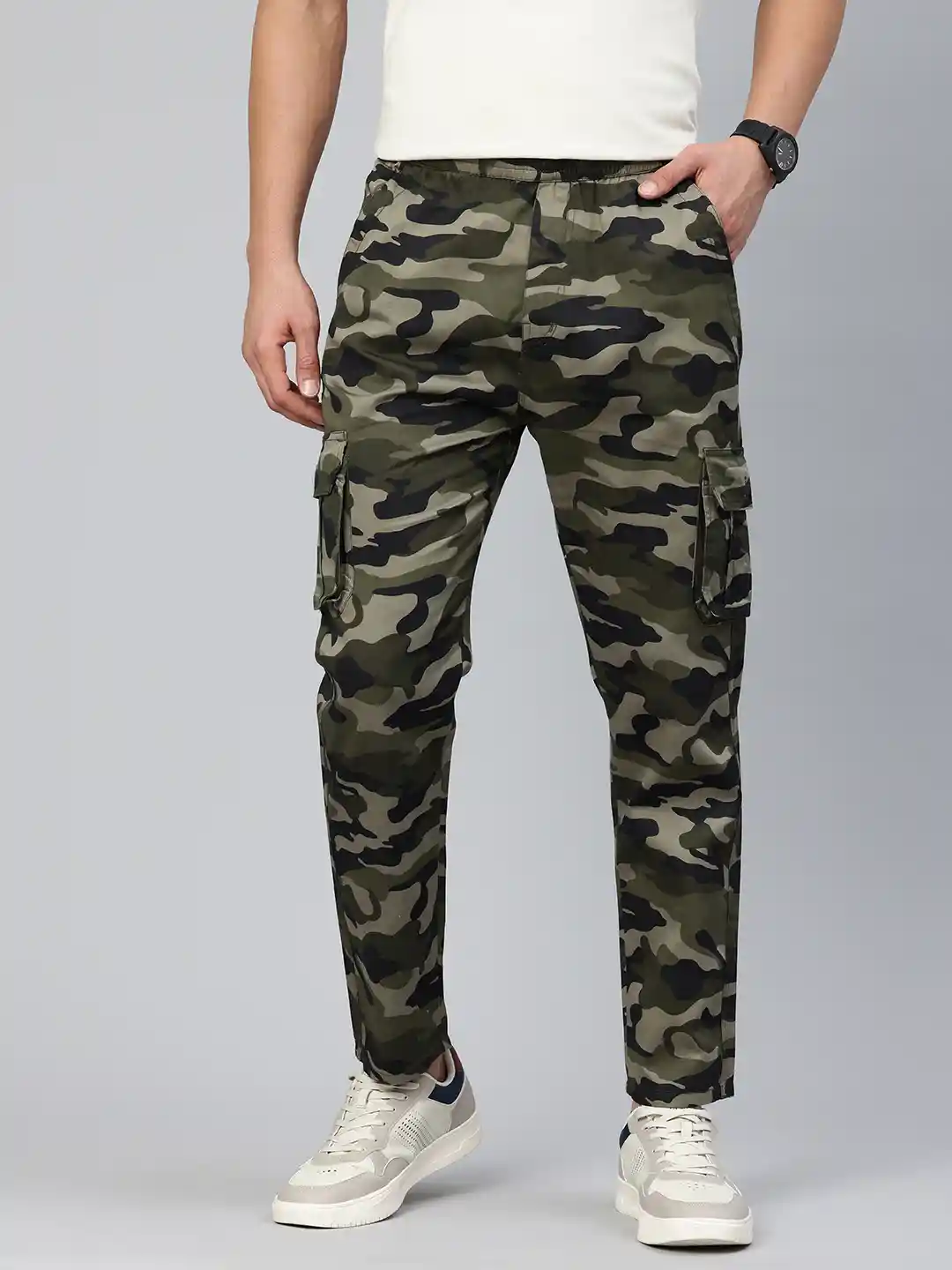 Ajio Mens Slim Camo Cargo Pants Black And Grey Camo Cargo Pants