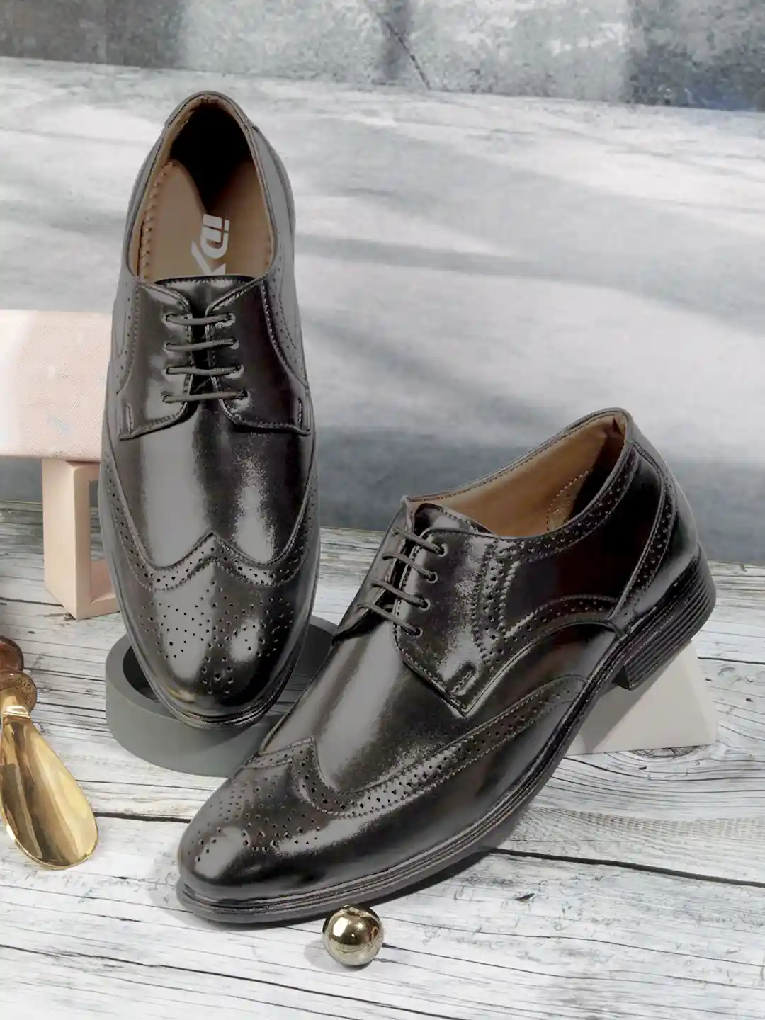 Buy ID Men Textured Round Toe Formal Brogues Formal Shoes for
