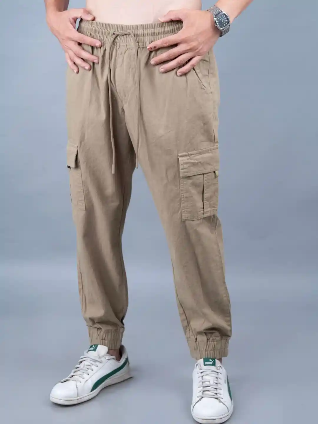 Baggy Khaki Cargo Pants Outfit Mens Buy PRONK Khaki Regular Fit - Main Image