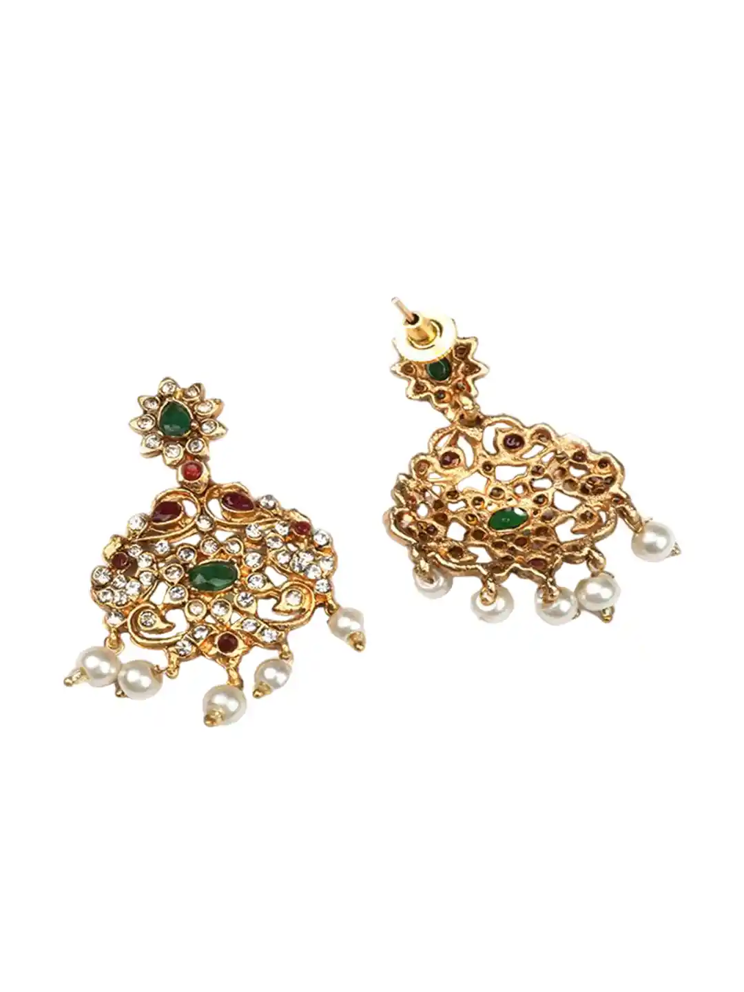 StileAdda Gold-Plated stone studded and beads Jewellery Set