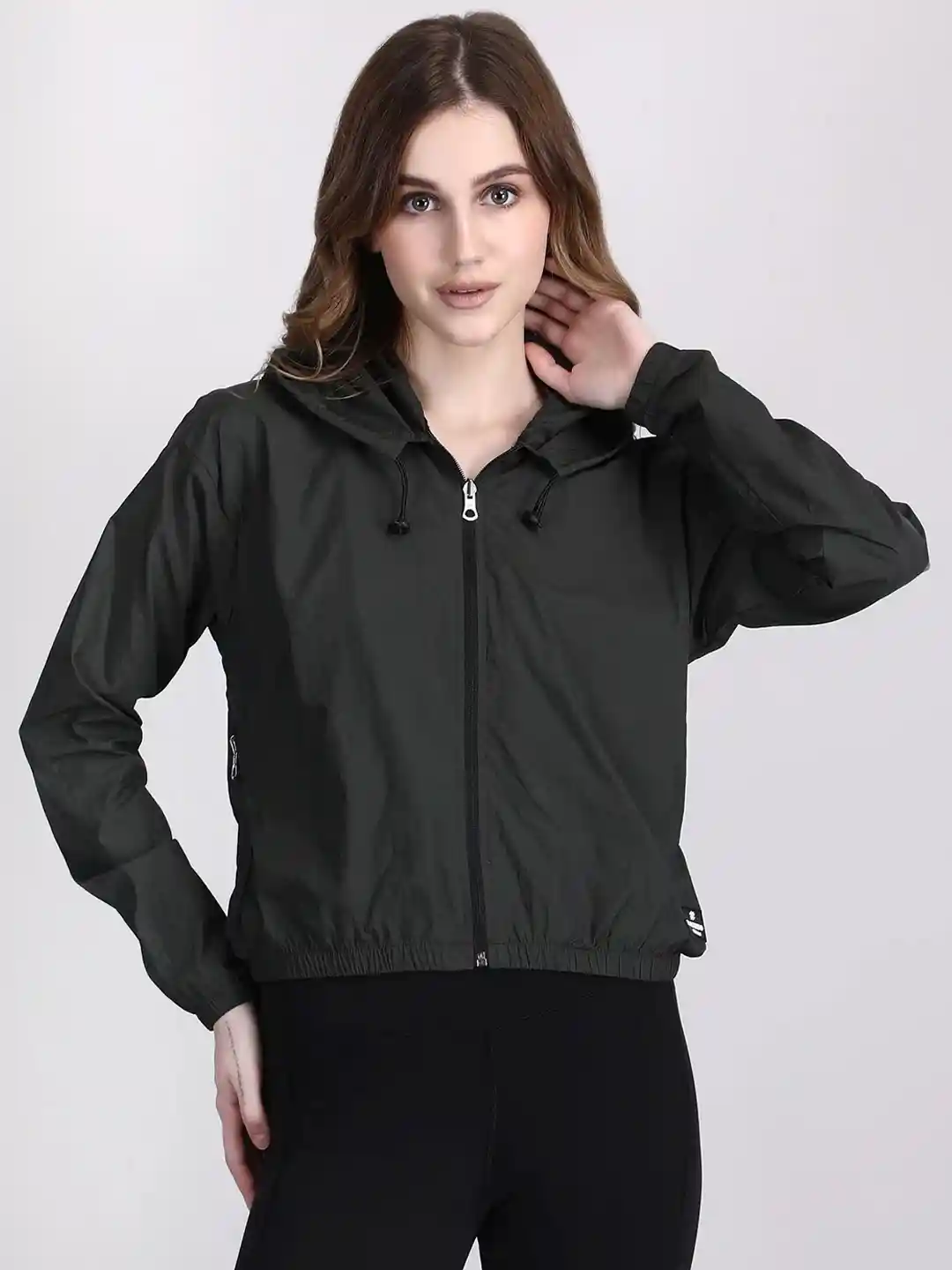 Raxedo Women Solid Windcheater Hooded Jacket
