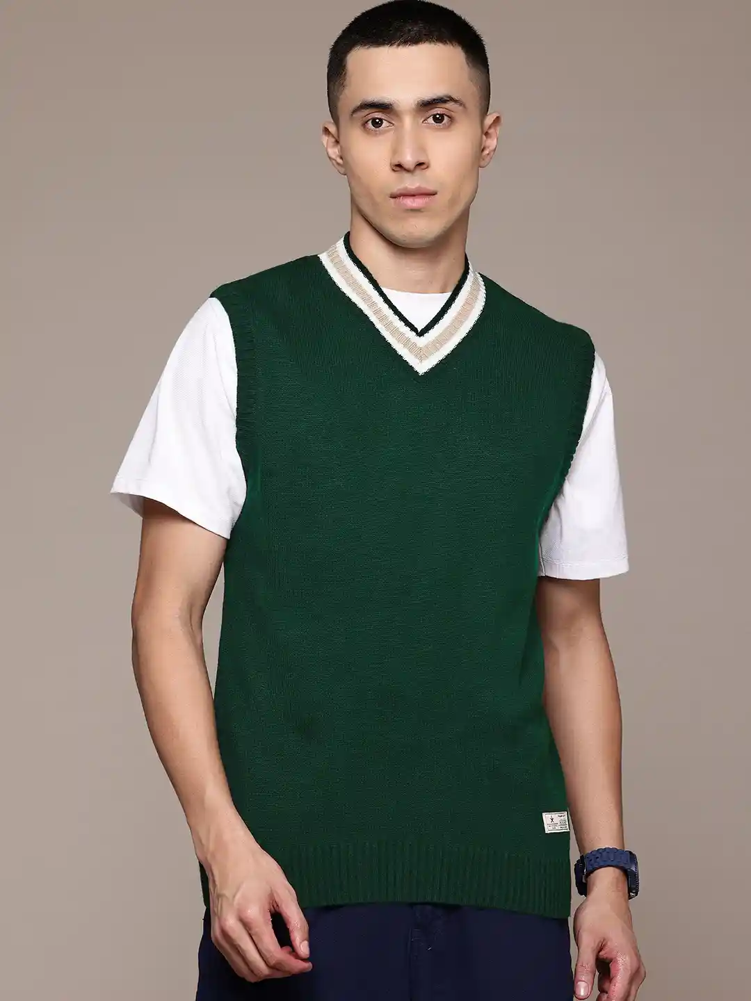 Buy The Roadster Lifestyle V-Neck Sweater Vest Sweaters for