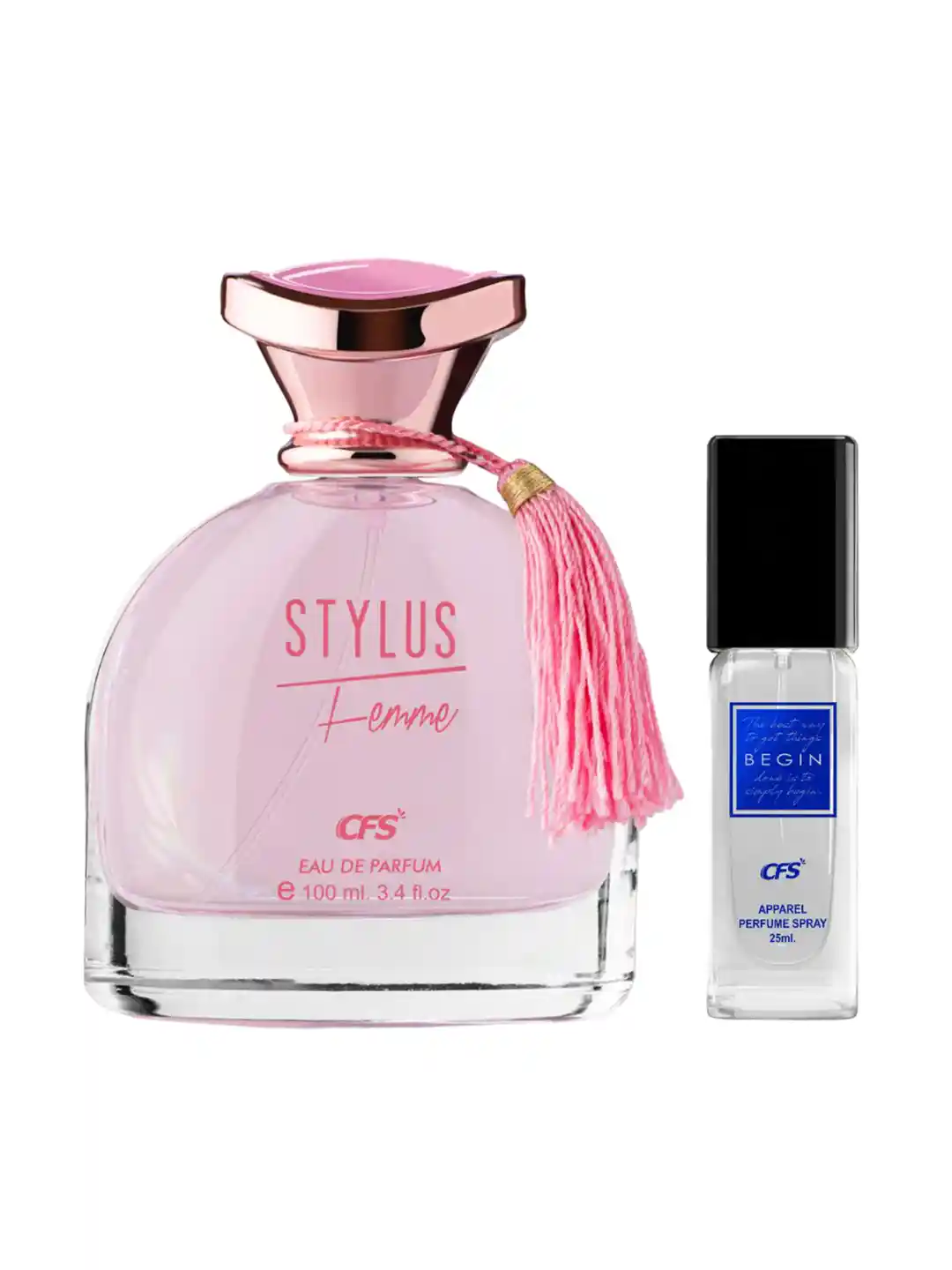 CFS Set of Stylus Femme Eau De Parfum Begin Perfume Spray 100ml 25ml