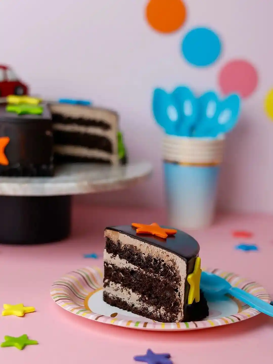 Buy fnp Special Car Theme Chocolate Flavor Eggless Round Cake- 1Kg