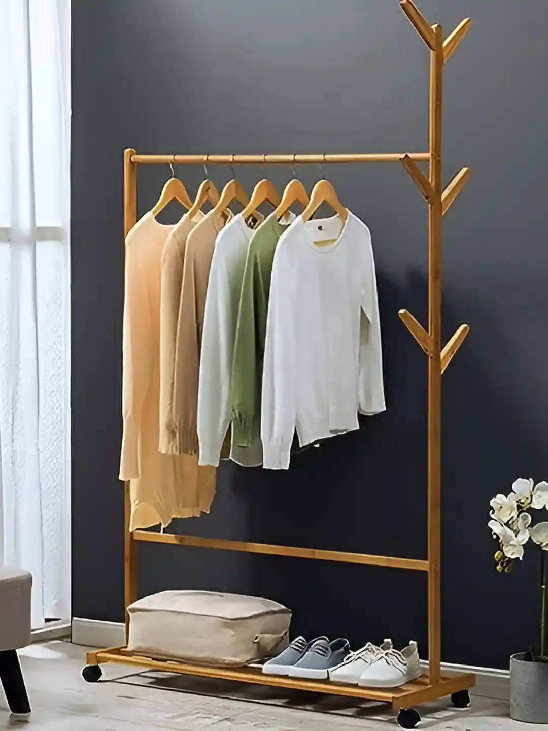 Buy ADA Handicraft Beige Bamboo Wardrobe Stand Racks and