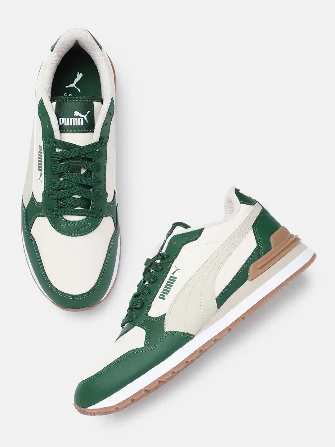 St Runner Mens White Leather Puma Trainers Puma Unisex ST Runner